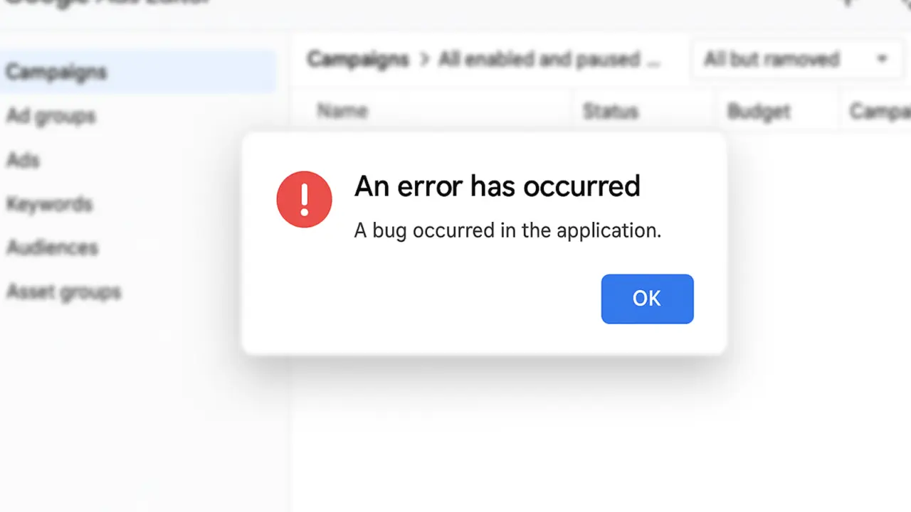 Технічний збій у Google Ads Editor